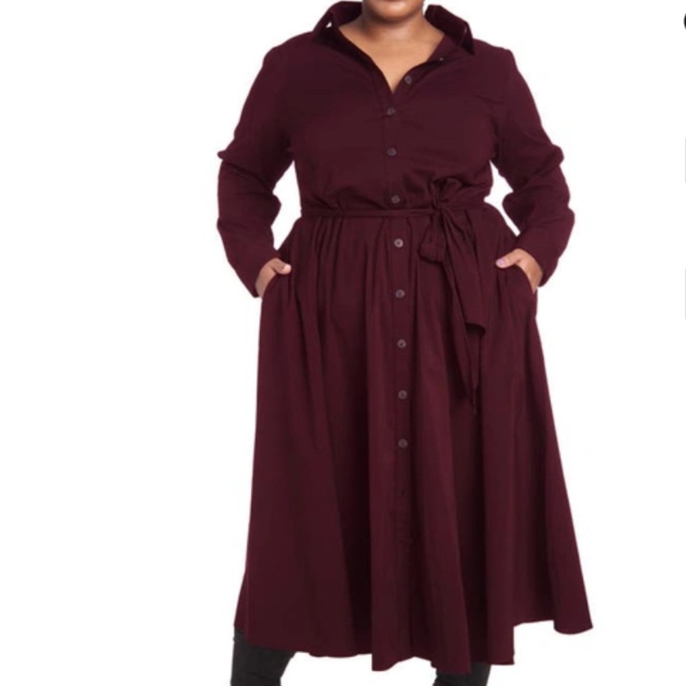 Pari Passu Poplin Shirtdress in Bordeaux B18